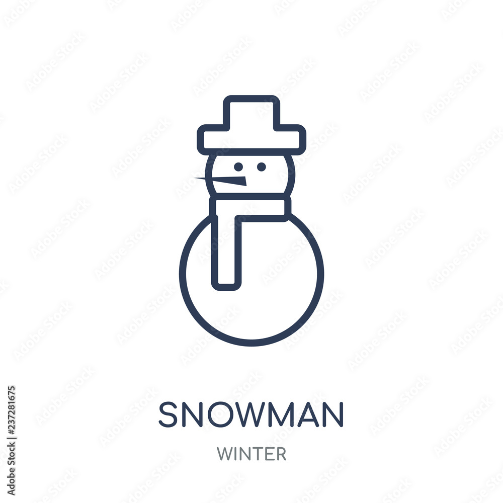 Snowman icon. Snowman linear symbol design from winter collection. Snowman icon. Snowman linear symbol design from winter collection.