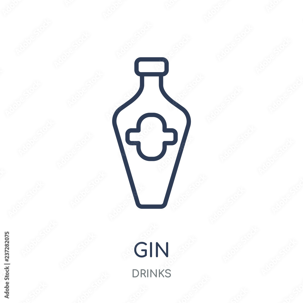 Gin icon. Gin linear symbol design from drinks collection. Gin icon. Gin linear symbol design from drinks collection.