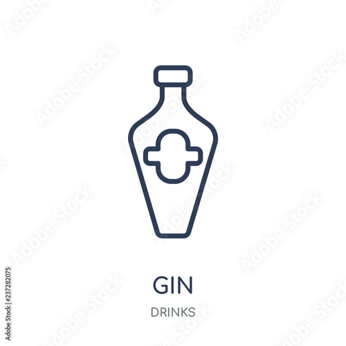 Gin icon. Gin linear symbol design from drinks collection.