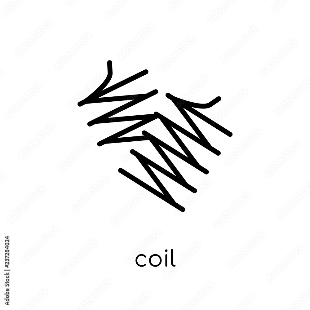 coil icon. Trendy modern flat linear vector coil icon on white background from thin line Sew collection, outline vector illustration coil icon. Trendy modern flat linear vector coil icon on white background from thin line Sew collection, outline vector illustration