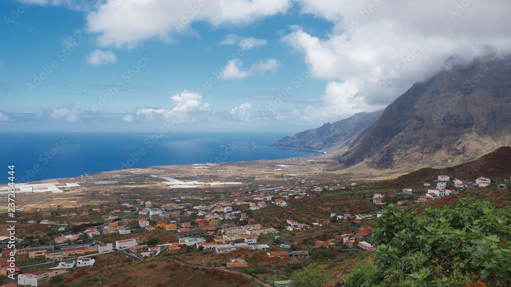Coastal views towards Las Puntas, the northern part of the island of El Hierro, from a vantage viewpoint in Frontera, Canary Islands, Spain Coastal views towards Las Puntas, the northern part of the island of El Hierro, from a vantage viewpoint in Frontera, Canary Islands, Spain