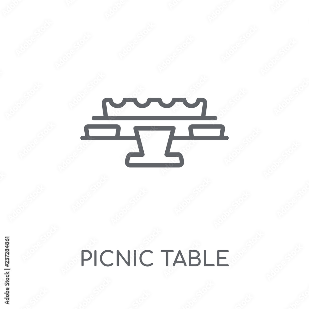 Picnic table linear icon. Modern outline Picnic table logo concept on