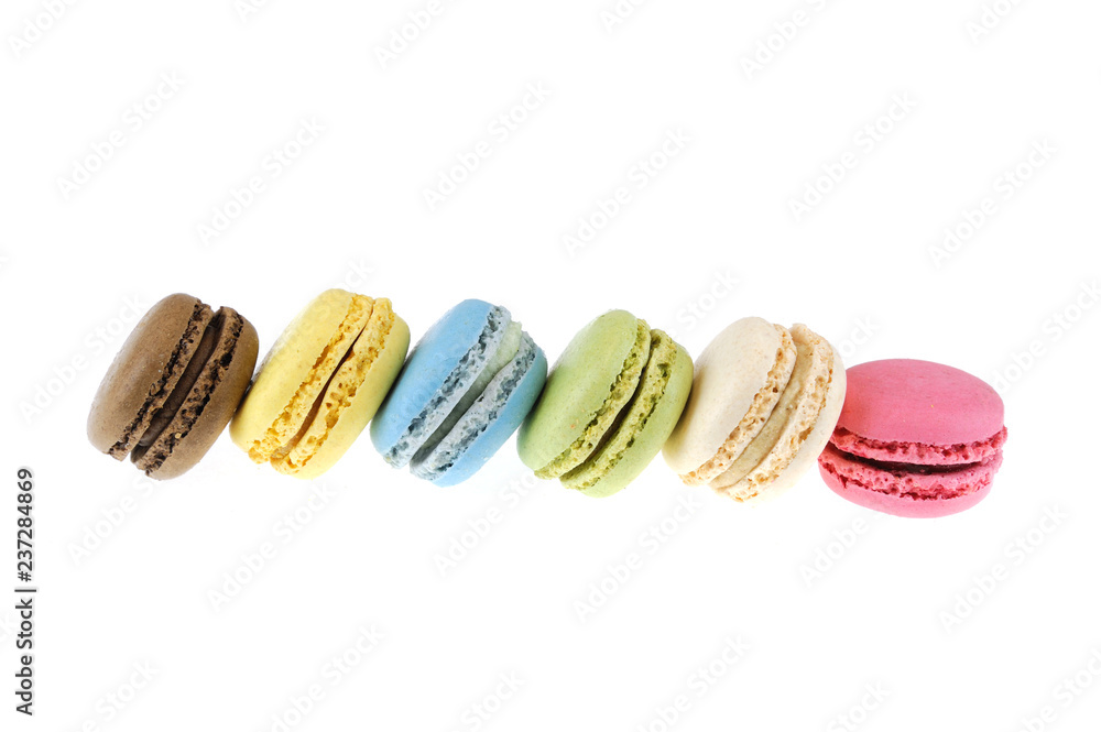 Colorful macarons isolated on the white background Colorful macarons isolated on the white background