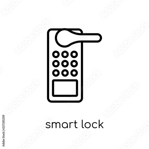 Smart lock icon. Trendy modern flat linear vector Smart lock icon on white background from thin line smart home collection