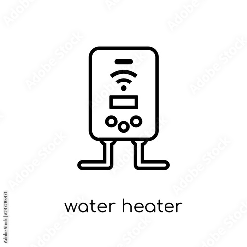Water heater icon. Trendy modern flat linear vector Water heater icon on white background from thin line smart home collection