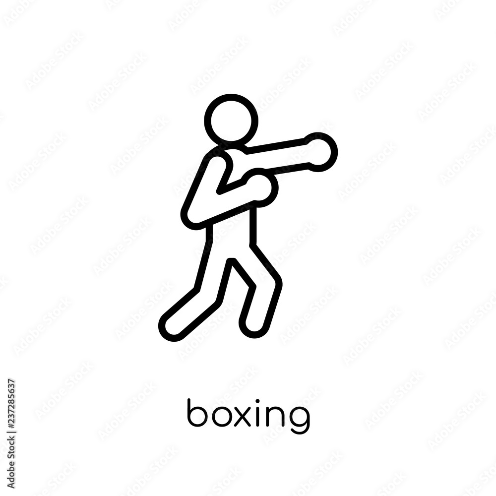 Boxing icon. Trendy modern flat linear vector Boxing icon on white background from thin line sport collection Boxing icon. Trendy modern flat linear vector Boxing icon on white background from thin line sport collection