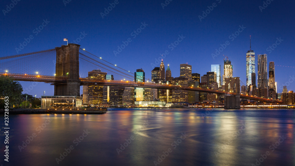 Brooklyn Bridge and Lower Manhattan, New York City, USA - obrazy, fototapety, plakaty 