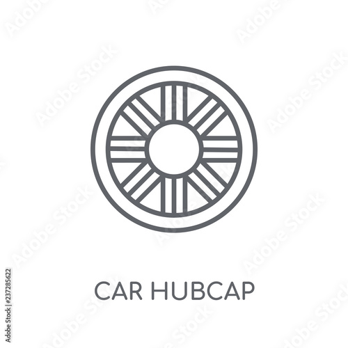 car hubcap linear icon. Modern outline car hubcap logo concept on white background from car parts collection