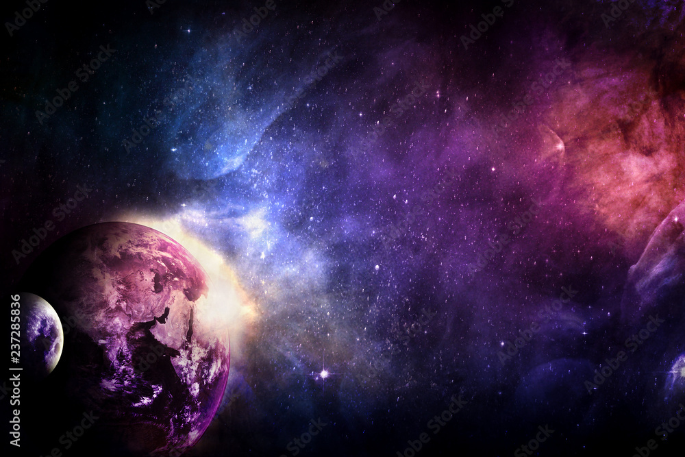 Artistic Abstract Planet in A Dramatic Multicolored Galaxy Artwork