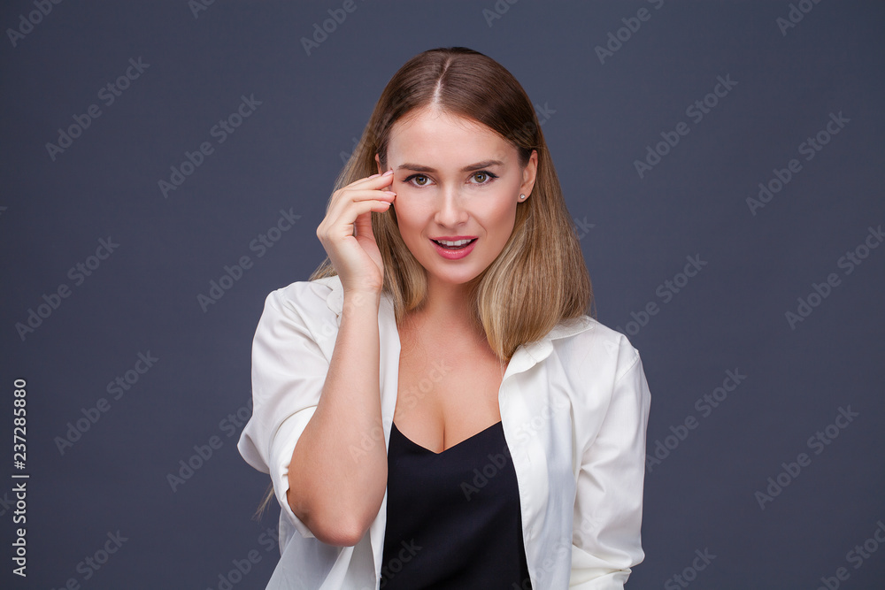 Portrait close up of young beautiful blonde woman Portrait close up of young beautiful blonde woman