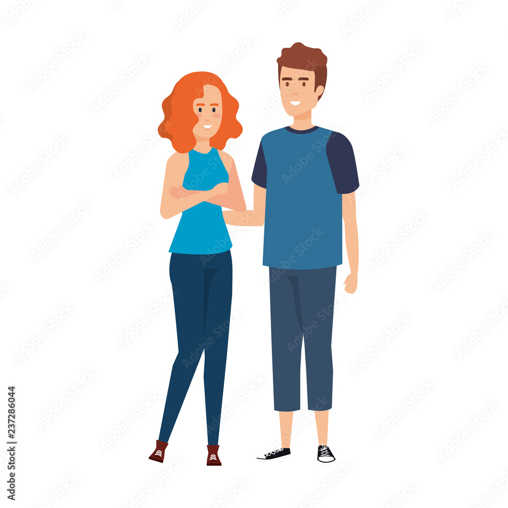 Fototapeta premium couple avatar characters icons