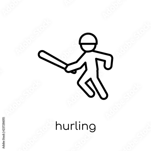 hurling icon. Trendy modern flat linear vector hurling icon on white background from thin line sport collection