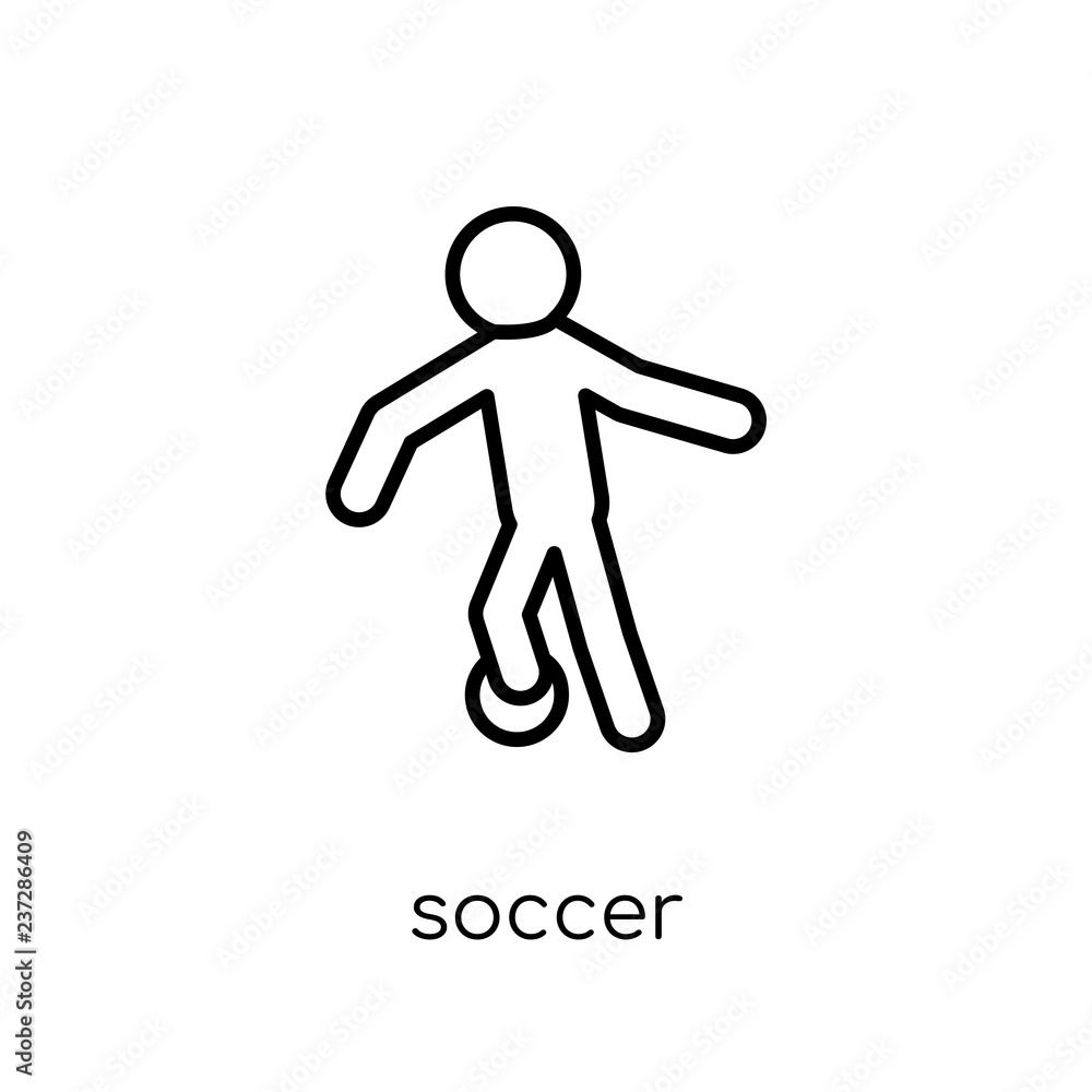 Soccer icon. Trendy modern flat linear vector Soccer icon on white background from thin line sport collection Soccer icon. Trendy modern flat linear vector Soccer icon on white background from thin line sport collection