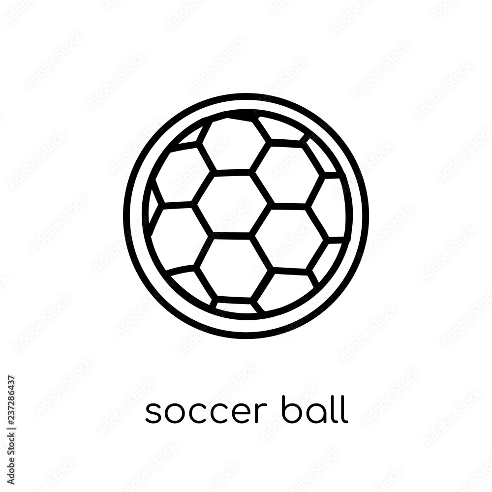 Soccer ball icon. Trendy modern flat linear vector Soccer ball icon on white background from thin line sport collection Soccer ball icon. Trendy modern flat linear vector Soccer ball icon on white background from thin line sport collection