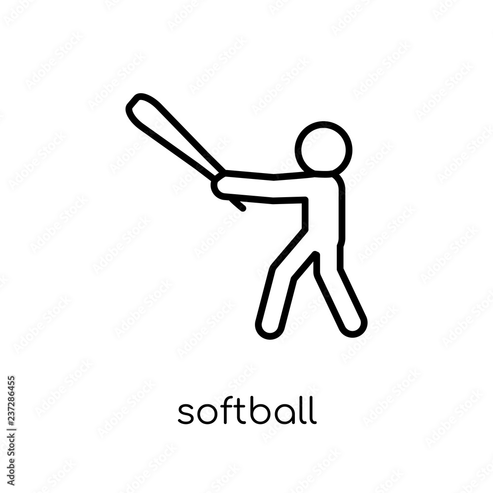 softball icon. Trendy modern flat linear vector softball icon on white background from thin line sport collection softball icon. Trendy modern flat linear vector softball icon on white background from thin line sport collection
