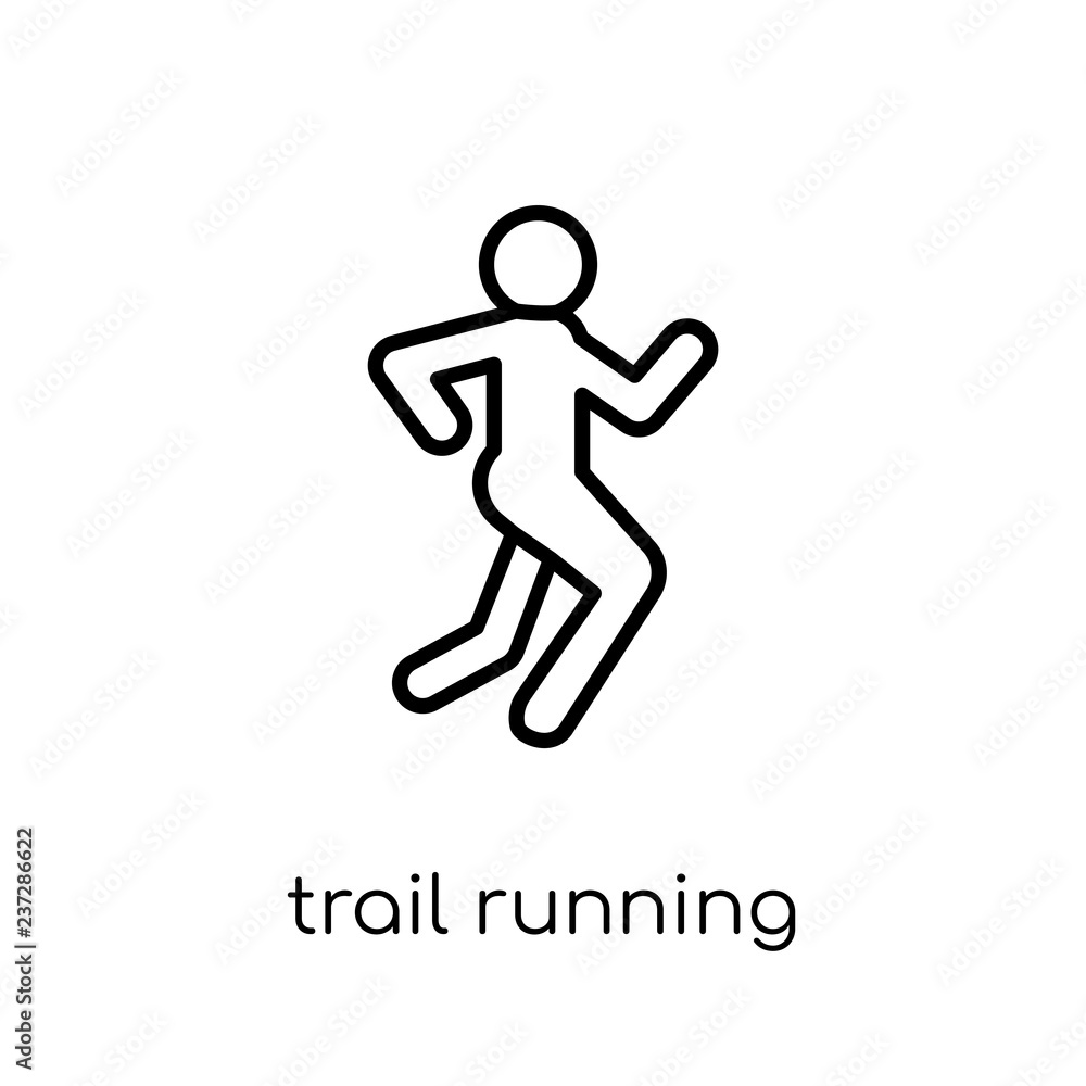 trail running icon. Trendy modern flat linear vector trail running icon on white background from thin line sport collection trail running icon. Trendy modern flat linear vector trail running icon on white background from thin line sport collection