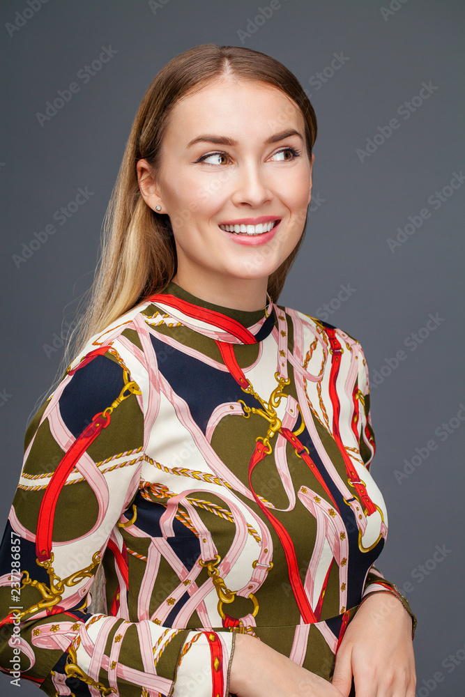 Portrait close up of young beautiful blonde woman