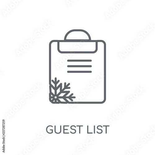 Guest list linear icon. Modern outline Guest list logo concept on white background from Christmas collection