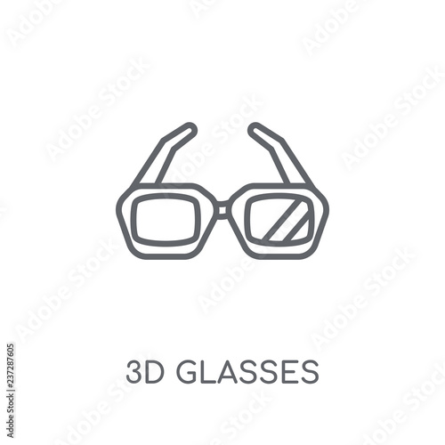 3d glasses linear icon. Modern outline 3d glasses logo concept on white background from Cinema collection
