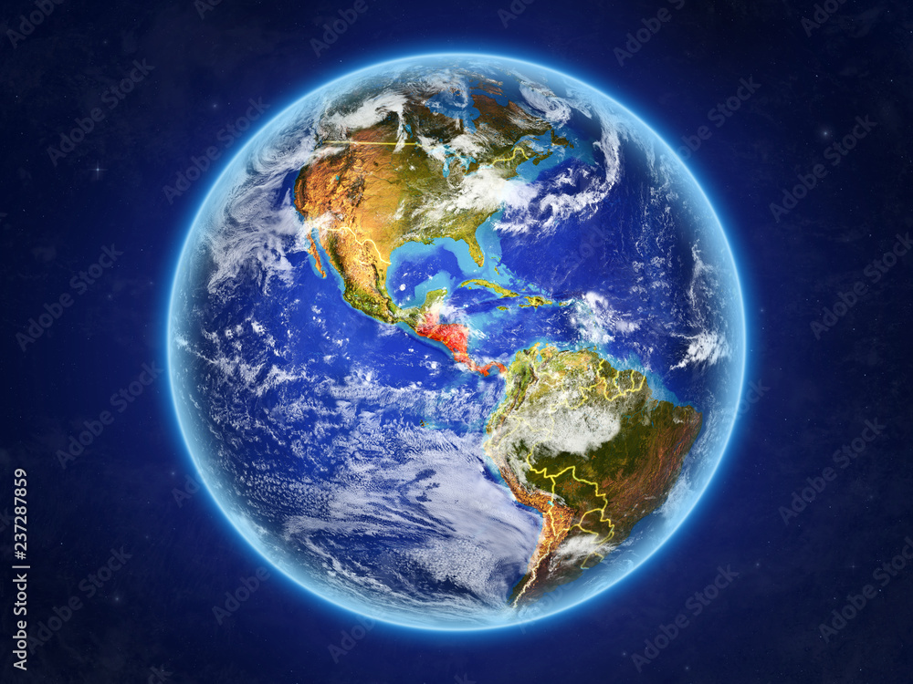 Central America from space. Planet Earth with country borders and extremely high detail of planet surface and clouds. Central America from space. Planet Earth with country borders and extremely high detail of planet surface and clouds.