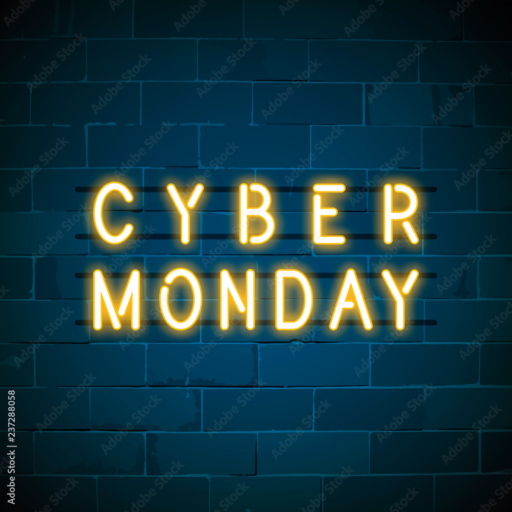 Obraz premium Cyber Monday neon sign vector
