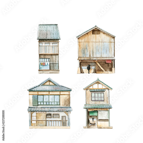 Funaya houses in Kyoto Prefecture Japan vector photo