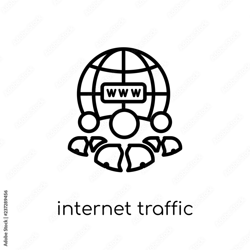 Internet Traffic icon. Trendy modern flat linear vector Internet Traffic icon on white background from thin line Technology collection Internet Traffic icon. Trendy modern flat linear vector Internet Traffic icon on white background from thin line Technology collection