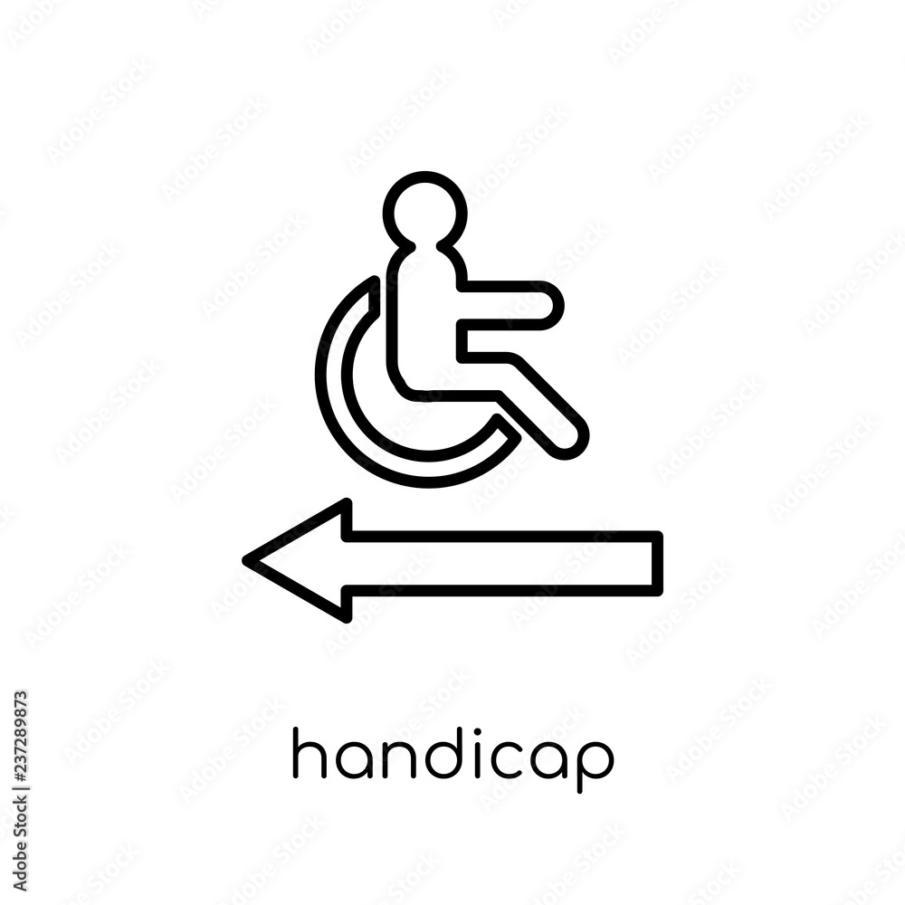 Handicap sign icon. Trendy modern flat linear vector Handicap sign icon on white background from thin line traffic sign collection Handicap sign icon. Trendy modern flat linear vector Handicap sign icon on white background from thin line traffic sign collection