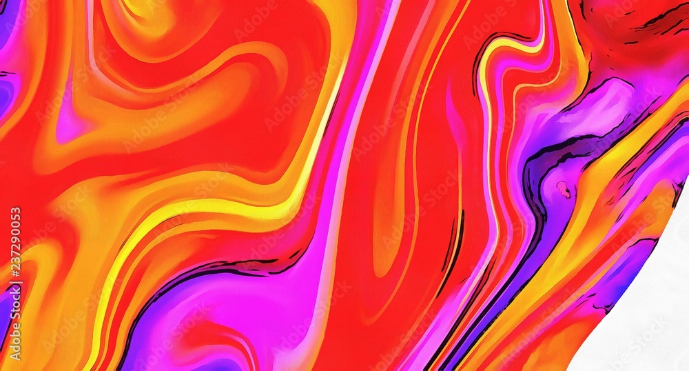 Marbled abstraction painted in oil. Colorful texture background. Multicolored marble wallpaper graphic design. Swirl pattern for creating artworks and prints. Crazy bright colors style. Cartoon draw.