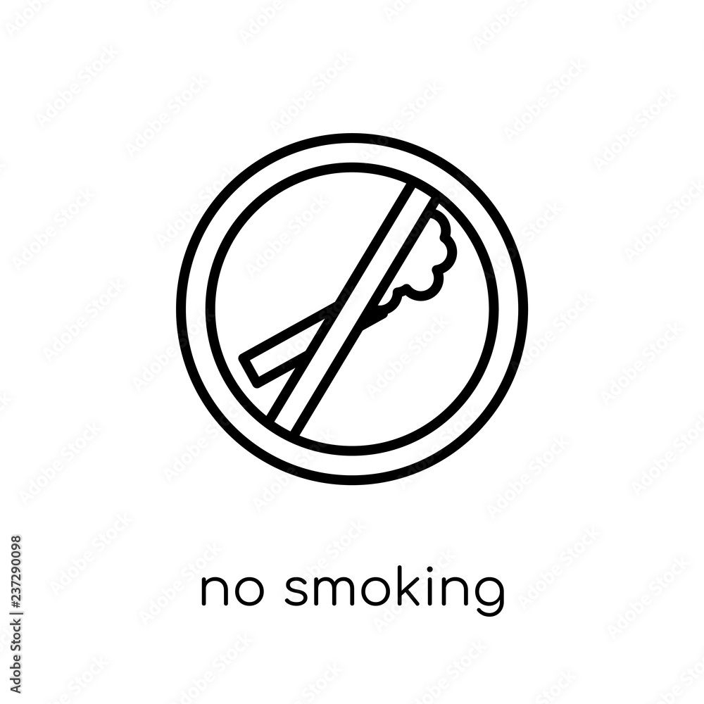 No smoking sign icon. Trendy modern flat linear vector No smoking sign icon on white background from thin line traffic sign collection No smoking sign icon. Trendy modern flat linear vector No smoking sign icon on white background from thin line traffic sign collection