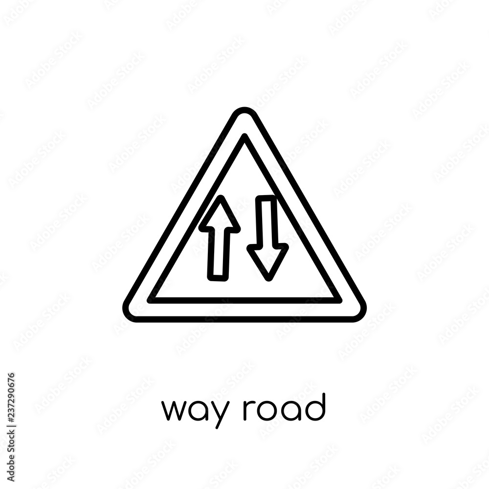 Way road sign icon. Trendy modern flat linear vector Way road sign icon on white background from thin line traffic sign collection Way road sign icon. Trendy modern flat linear vector Way road sign icon on white background from thin line traffic sign collection