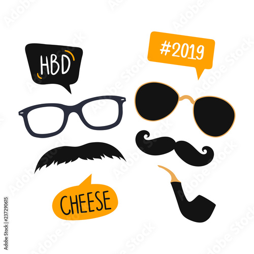 Male photo booth props vector