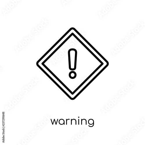 Warning sign icon. Trendy modern flat linear vector Warning sign icon on white background from thin line traffic sign collection