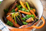Mixed roasted vegetables in a pot