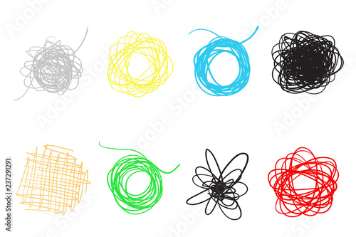 Backgrounds with array of lines. Intricate chaotic textures on white. Wavy backdrops. Hand drawn tangled patterns. Elements for posters and flyers
