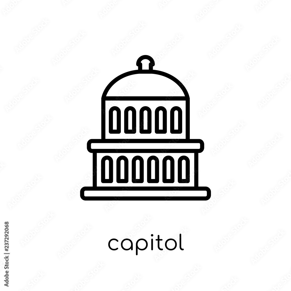Capitol icon. Trendy modern flat linear vector Capitol icon on white background from thin line United States of America collection