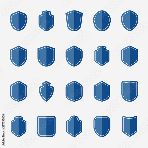 Set of blue shield icon vectors