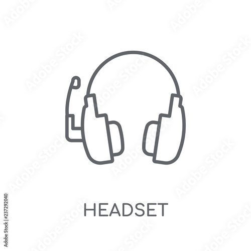 Headset linear icon. Modern outline Headset logo concept on white background from Communication collection