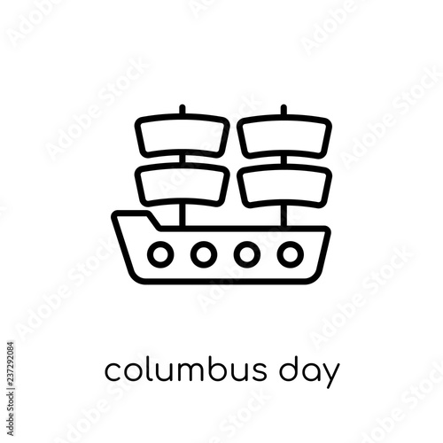 Columbus Day icon. Trendy modern flat linear vector Columbus Day icon on white background from thin line United States of America collection