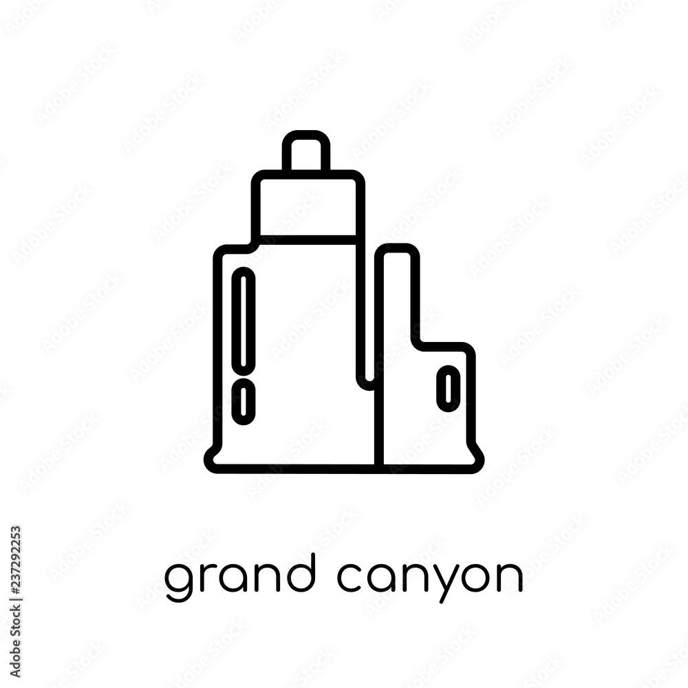 Grand canyon icon. Trendy modern flat linear vector Grand canyon icon on white background from thin line United States of America collection Grand canyon icon. Trendy modern flat linear vector Grand canyon icon on white background from thin line United States of America collection