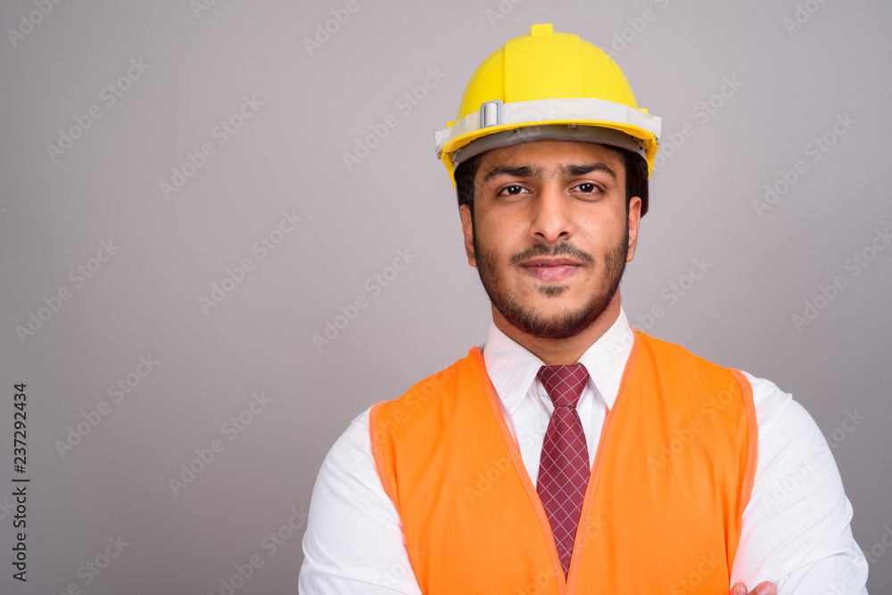 Portrait of Indian man construction worker businessman