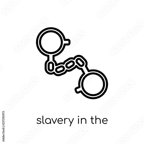 slavery in the united states icon. Trendy modern flat linear vector slavery in the united states icon on white background from thin line United States of America collection