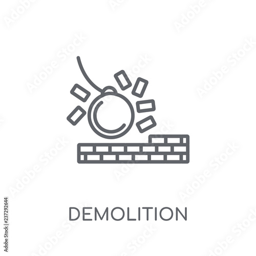 Demolition linear icon. Modern outline Demolition logo concept on white background from Construction collection
