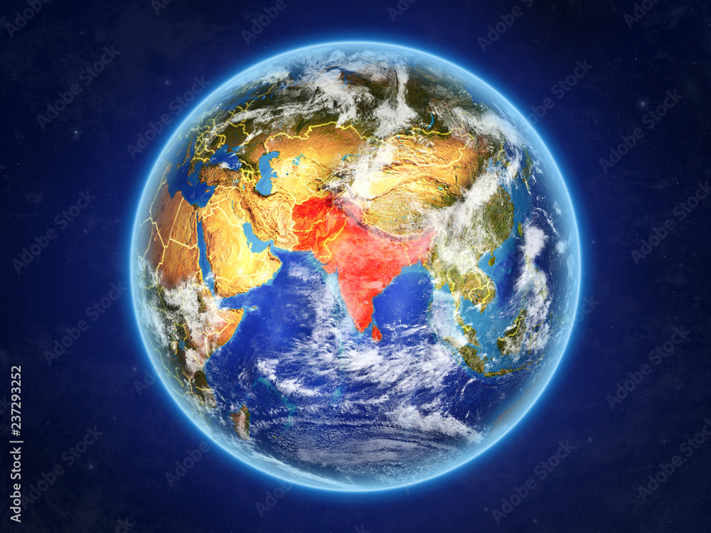 SAARC memeber states from space. Planet Earth with country borders and extremely high detail of planet surface and clouds. SAARC memeber states from space. Planet Earth with country borders and extremely high detail of planet surface and clouds.