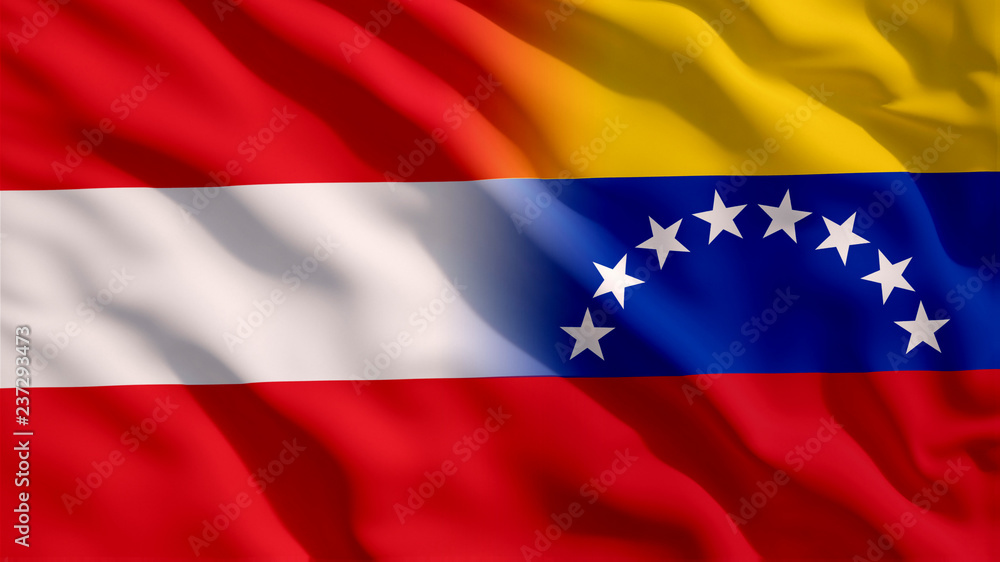Naklejka premium Waving Austria and Venezuela Flags