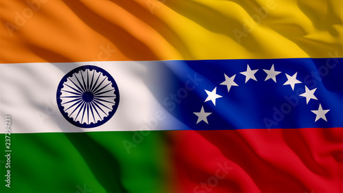 Waving India and Venezuela Flags