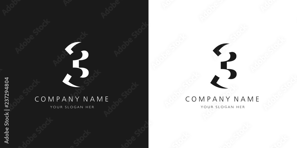 3 logo numbers modern black and white design 3 logo numbers modern black and white design