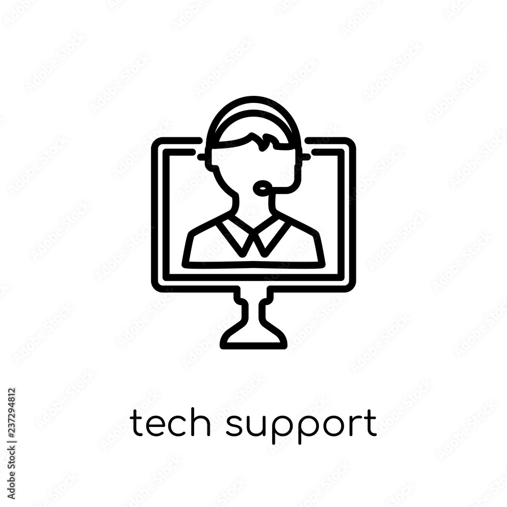 Tech support icon. Trendy modern flat linear vector Tech support icon on white background from thin line web hosting collection