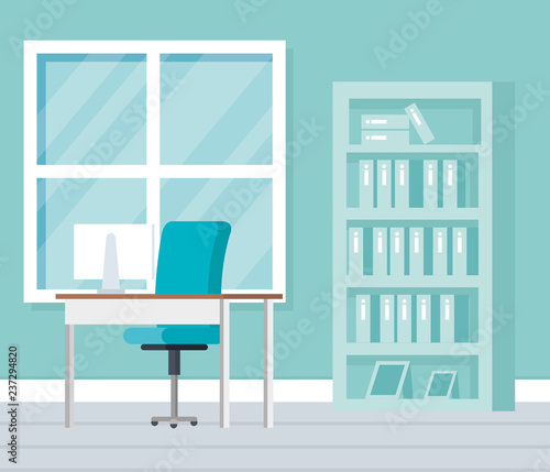 workplace office scene icon © Gstudio