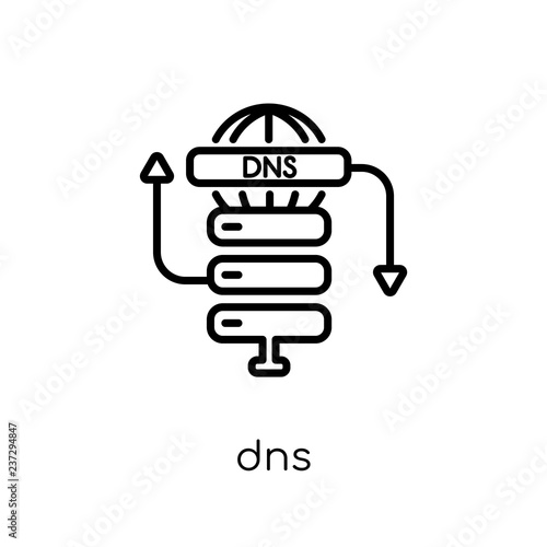 Dns icon. Trendy modern flat linear vector Dns icon on white background from thin line web hosting collection